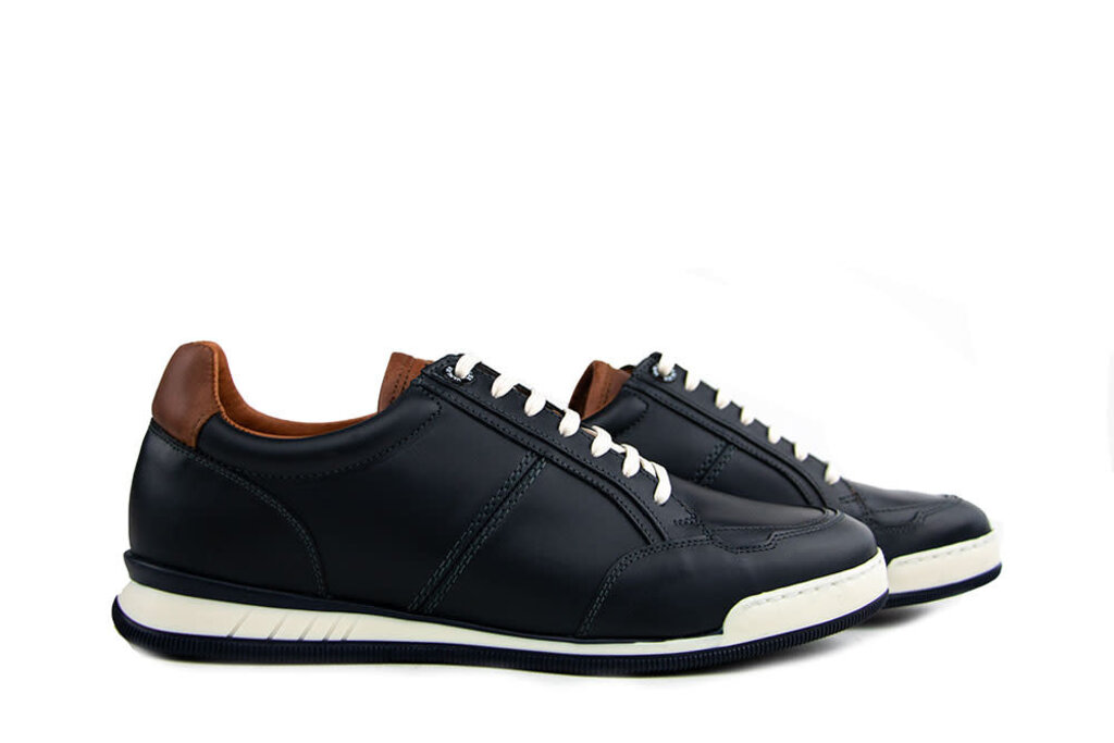 Van Lier Van Lier Sneaker Magnus Navy Blauw Leer