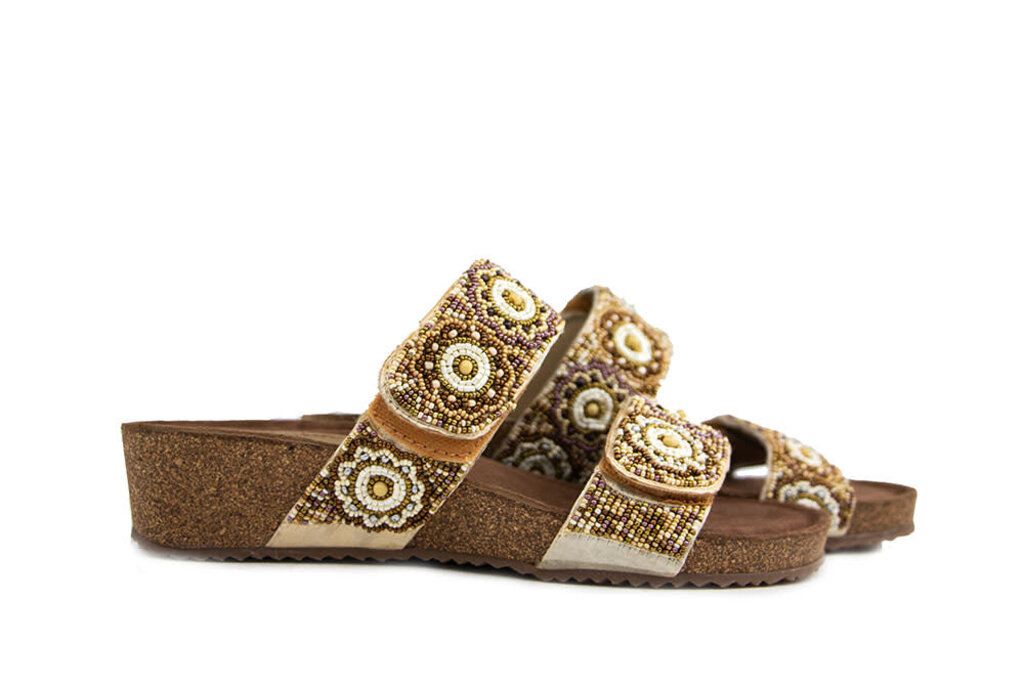 Lazamani Lazamani Slipper Wedge Beige Beads