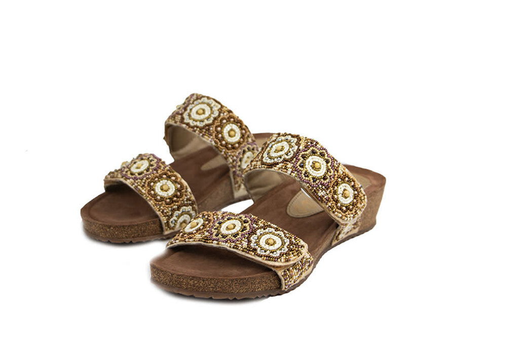 Lazamani Lazamani Slipper Wedge Beige Beads