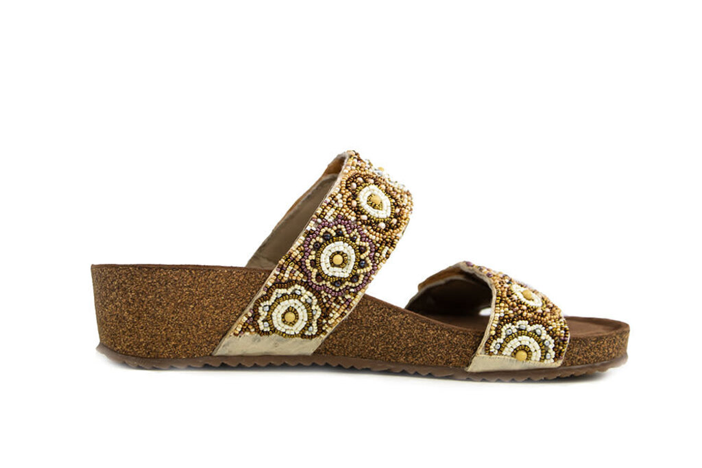 Lazamani Lazamani Slipper Wedge Beige Beads