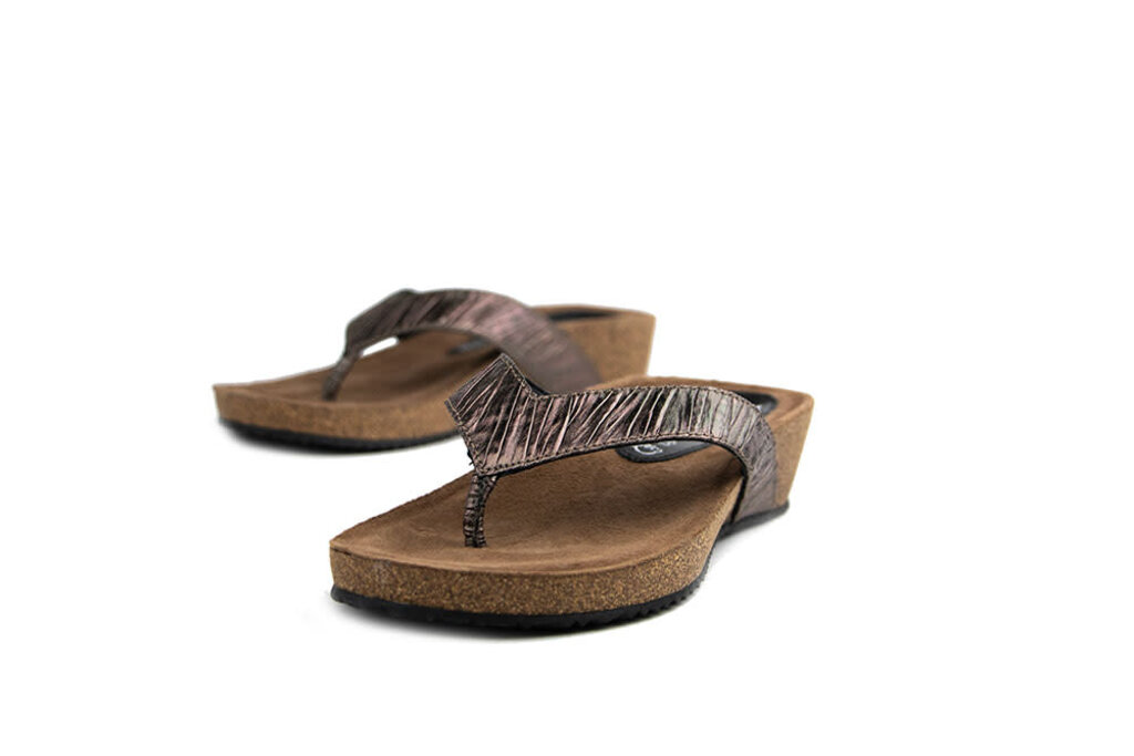 Lazamani Lazamani Slipper Wedge Pewter Pleated