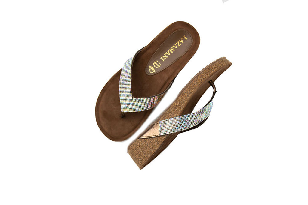 Lazamani Lazamani Slipper Wedge Rainbow Diamonds