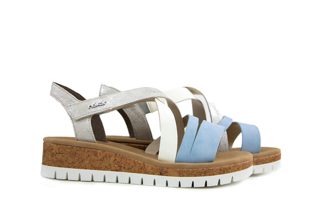 Rieker Sandaal Blau Aqua Off White I Gratis Verzending in NL va 40 Steenbergen Schoenen