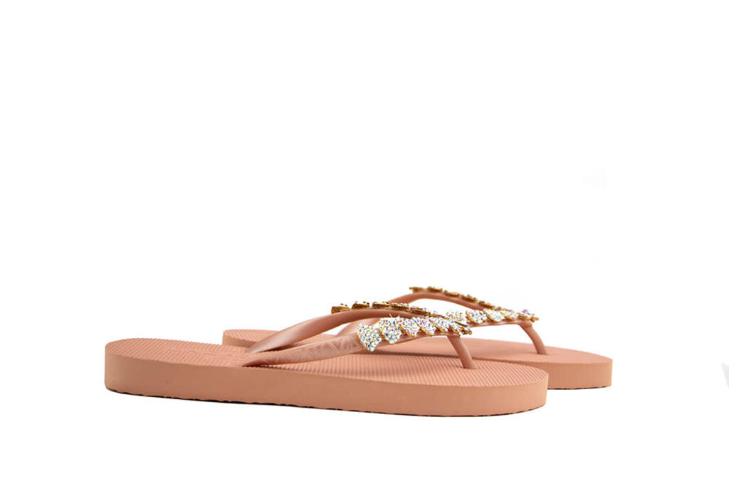 Lazamani Lazamani Beach Slipper Triangle Rhinestones Peach