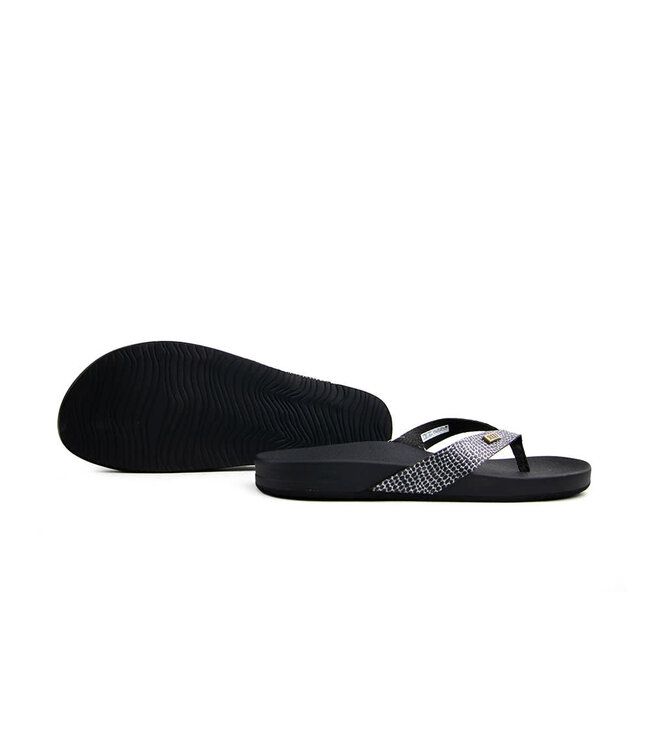 Reef Slipper Cushion Court Black Sassy