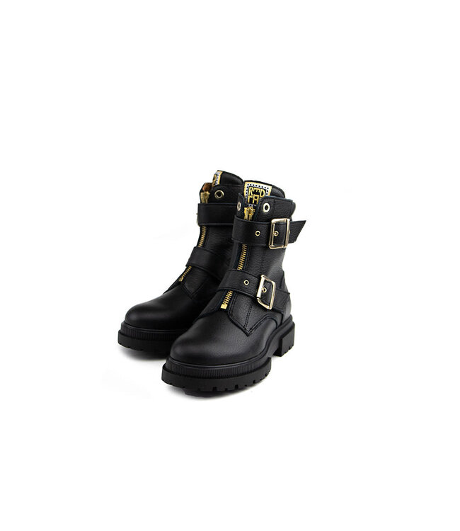 Red Rag Bikerboot Buckles Black Nappa