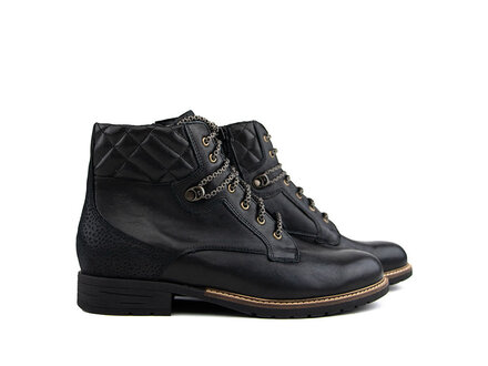Durea Durea Veterboot Zwart Leer H Durea Durea Veterboot Zwart Leer H