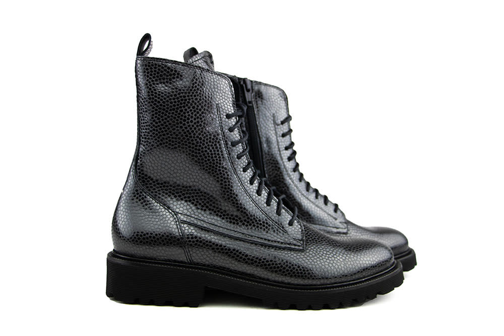 Durea Lace up boots Black Print Worldwide Shipping Steenbergen Schoenen