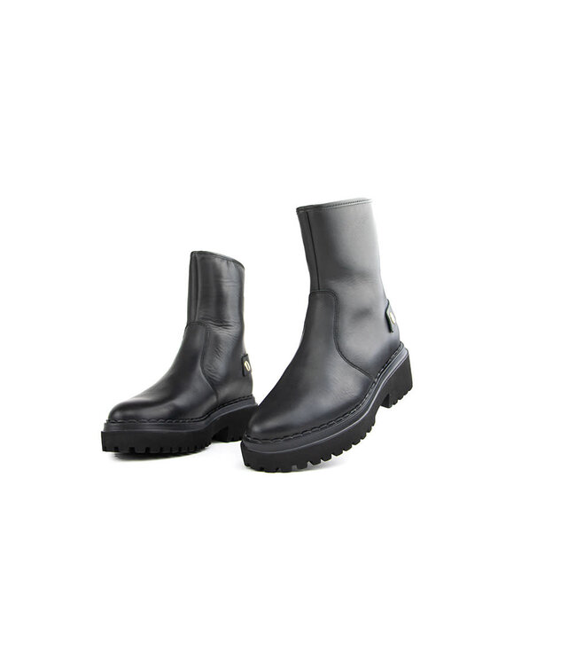 Nubikk Biker Boots Fae Leva Fur Black Leather