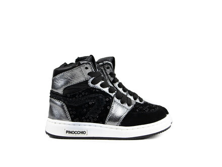 Pinocchio Pinocchio Hoge Sneaker Zwart Zilver