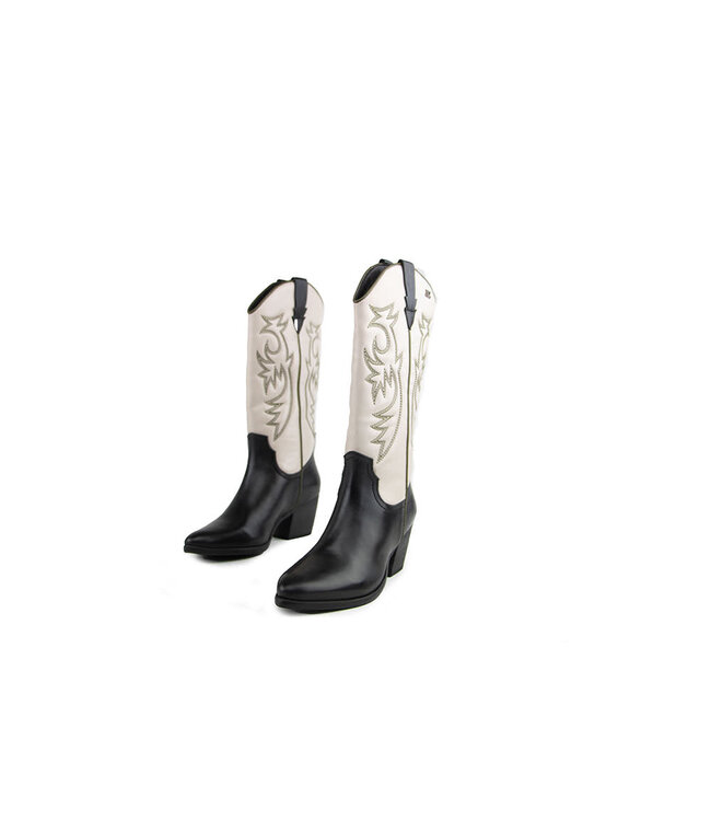 Lazamani Western Boots Offwhite Black