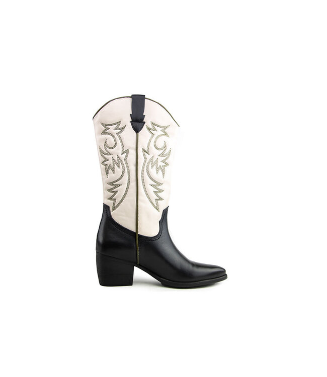 Lazamani Western Boots Offwhite Black