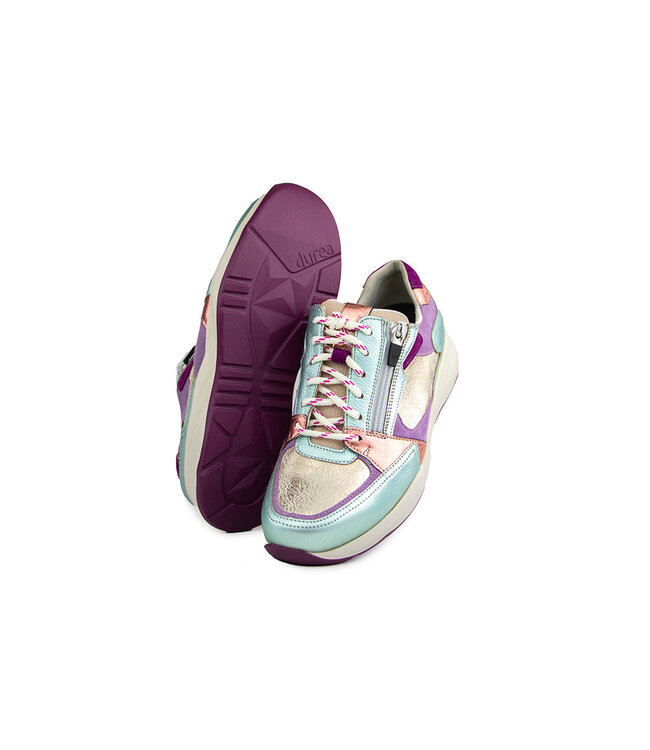 Durea Sneaker Groen Lilla Goud Metaal K