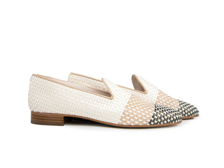 Pertini Pertini Loafer Escalera Bianco Pewter Vlecht Pertini Pertini Loafer Escalera Bianco Pewter Vlecht