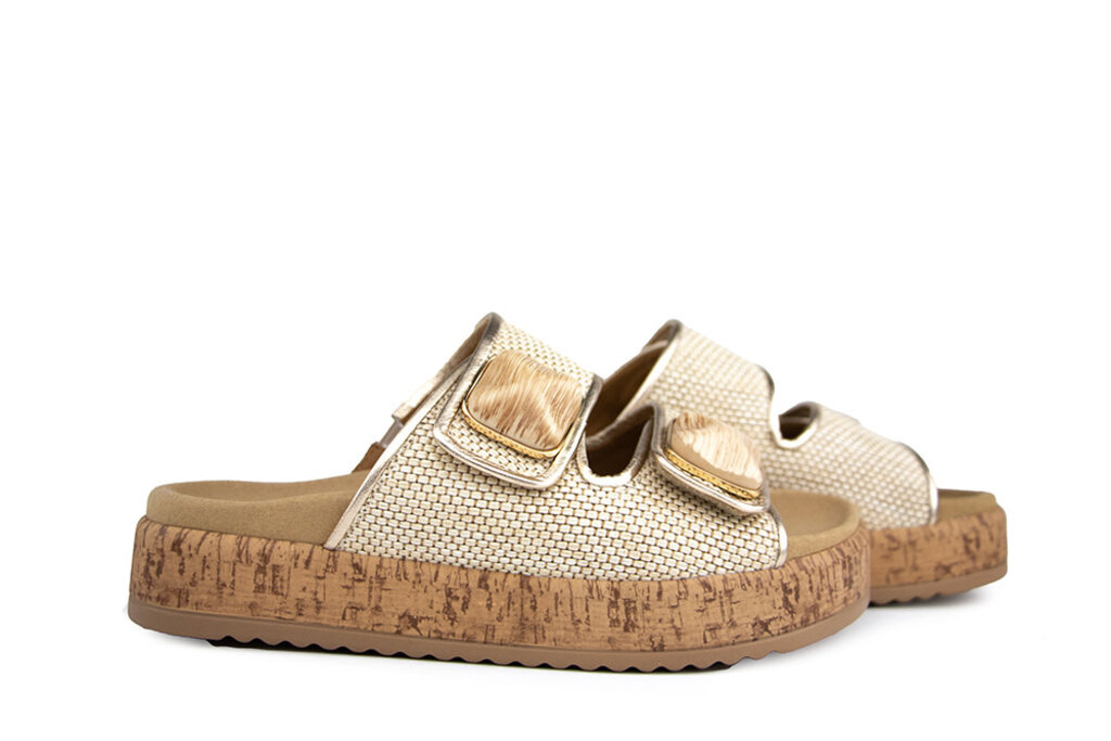Gabor Gabor Slipper Raffia Natur Champagner