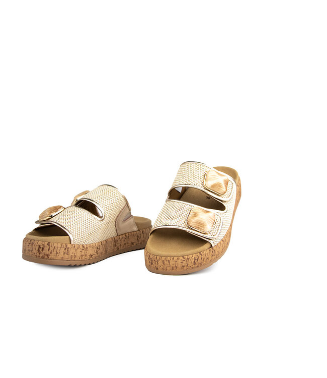 Gabor Slipper Raffia Natur Champagner