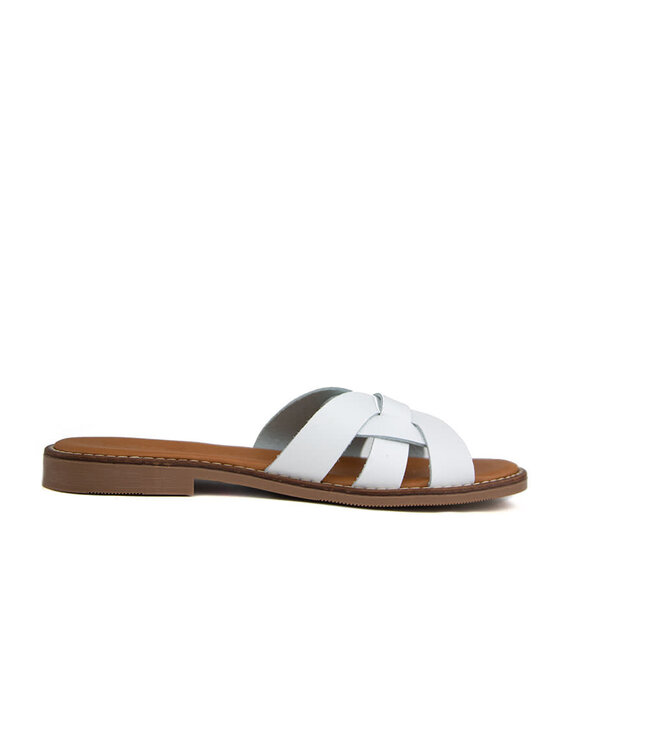 O My Sandals Slipper Vaqueta Blanco White