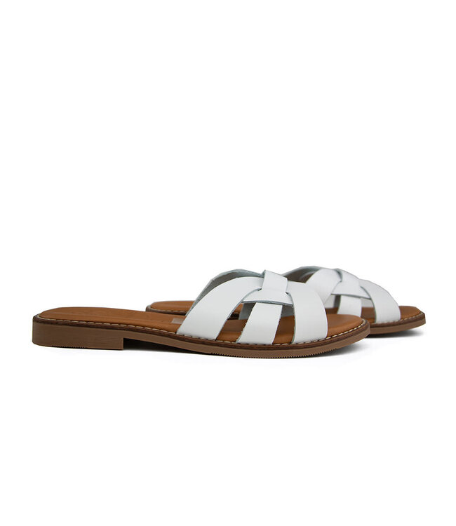 O My Sandals Slipper Vaqueta Blanco White