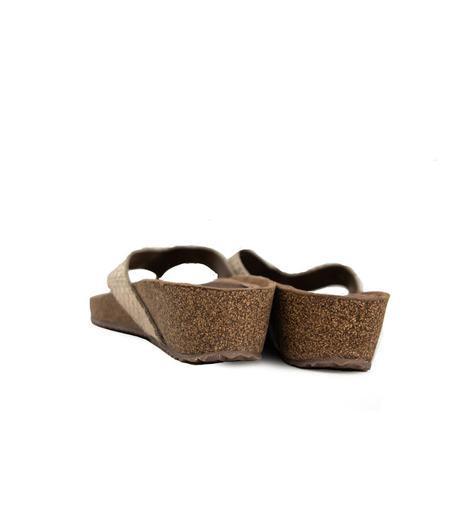 Lazamani Toe Post Slippers Weave Wedge Gold