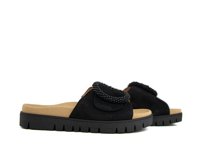 Gabor Gabor Slipper Gesp Schwarz Suede Gabor Gabor Slipper Gesp Schwarz Suede