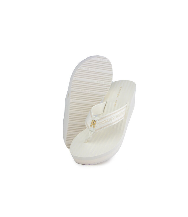 Tommy Hilfiger Stripes Wedge Beach Sandal Ivory