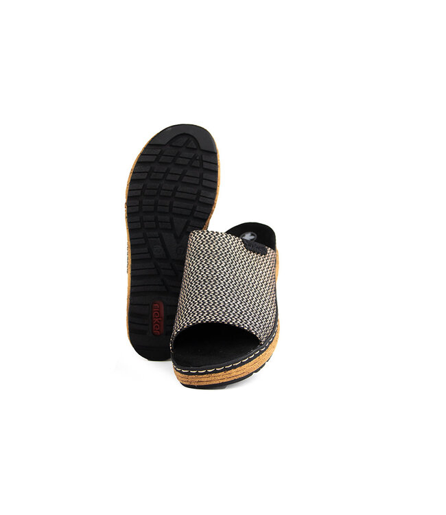 Rieker Slipper Schwarz Natur Multi