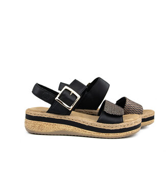 Rieker Rieker Sandaal Schwarz Natur Rimo Laguno