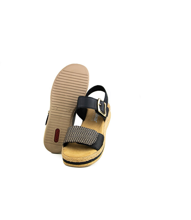 Rieker Sandaal Schwarz Natur Rimo Laguno