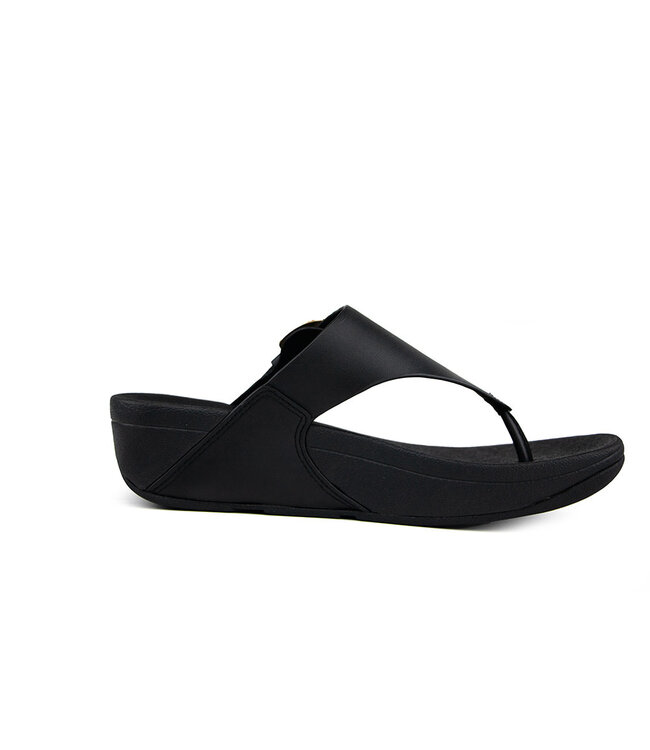 FitFlop Lulu Resin Buckle Toe Post All Black