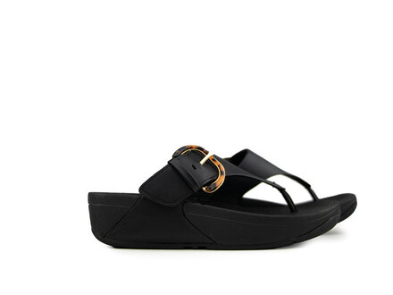 FitFlop FitFlop Lulu Resin Buckle Toe Post All Black FitFlop FitFlop Lulu Resin Buckle Toe Post All Black