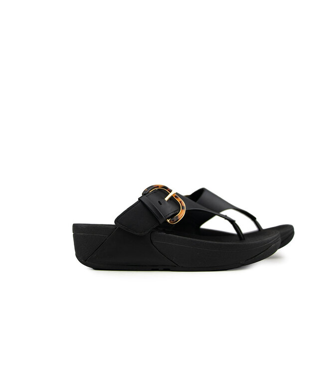 FitFlop Lulu Resin Buckle Toe Post All Black
