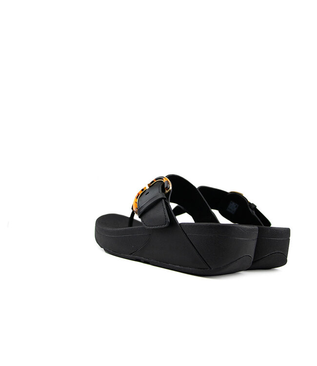 FitFlop Lulu Resin Buckle Toe Post All Black