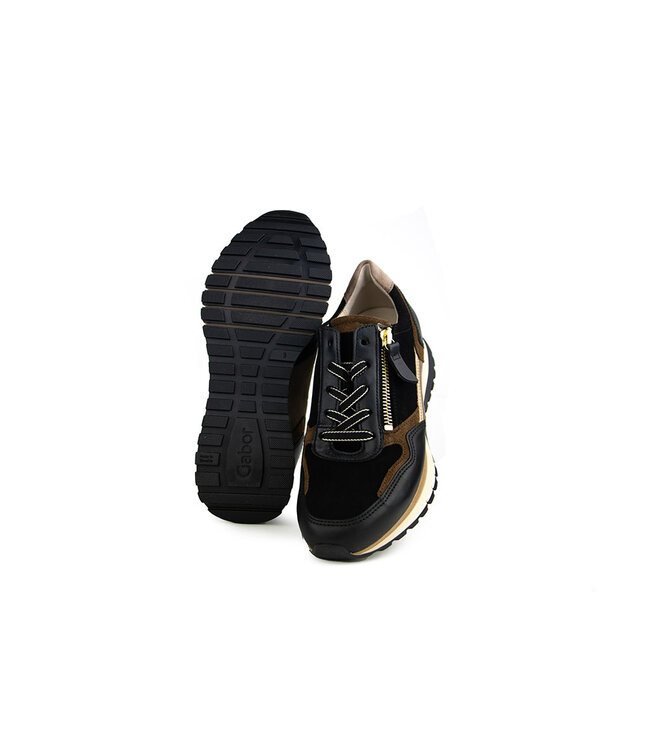 Gabor Sneaker Schwarz Whisky Gold