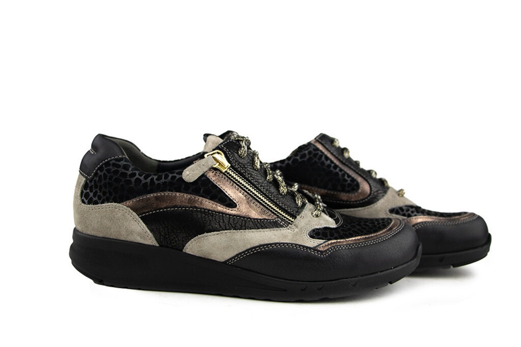 Durea Durea Sneaker Zwart Goud Walnoot