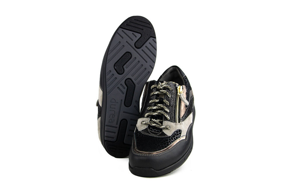 Durea Durea Sneaker Zwart Goud Walnoot