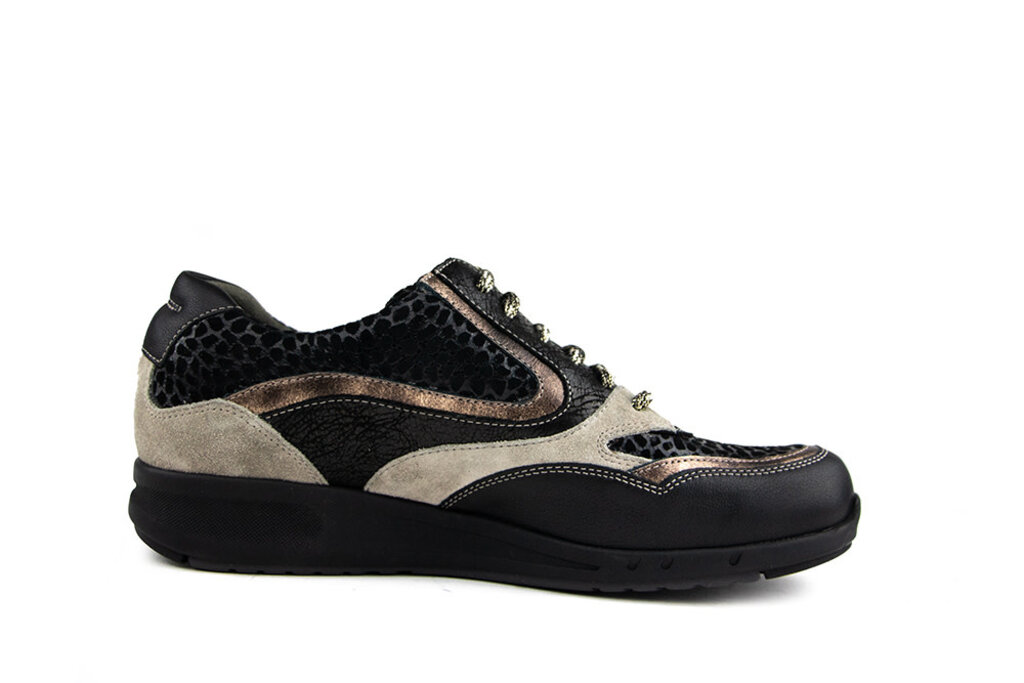 Durea Durea Sneaker Zwart Goud Walnoot