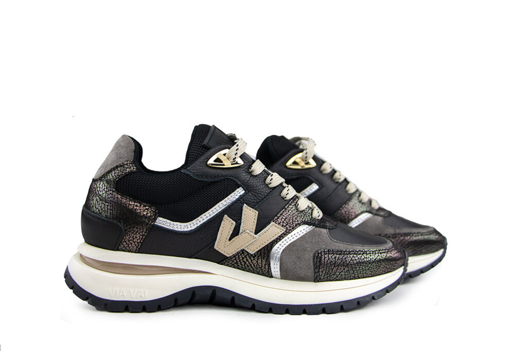 Via Vai Via Vai Sneaker Usher Davina Metallic Combi Nero