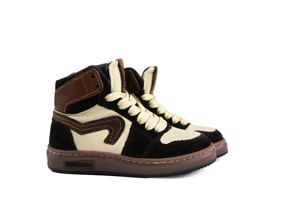 Pinocchio Pinocchio Hoge Sneaker Donkerbruin Combi