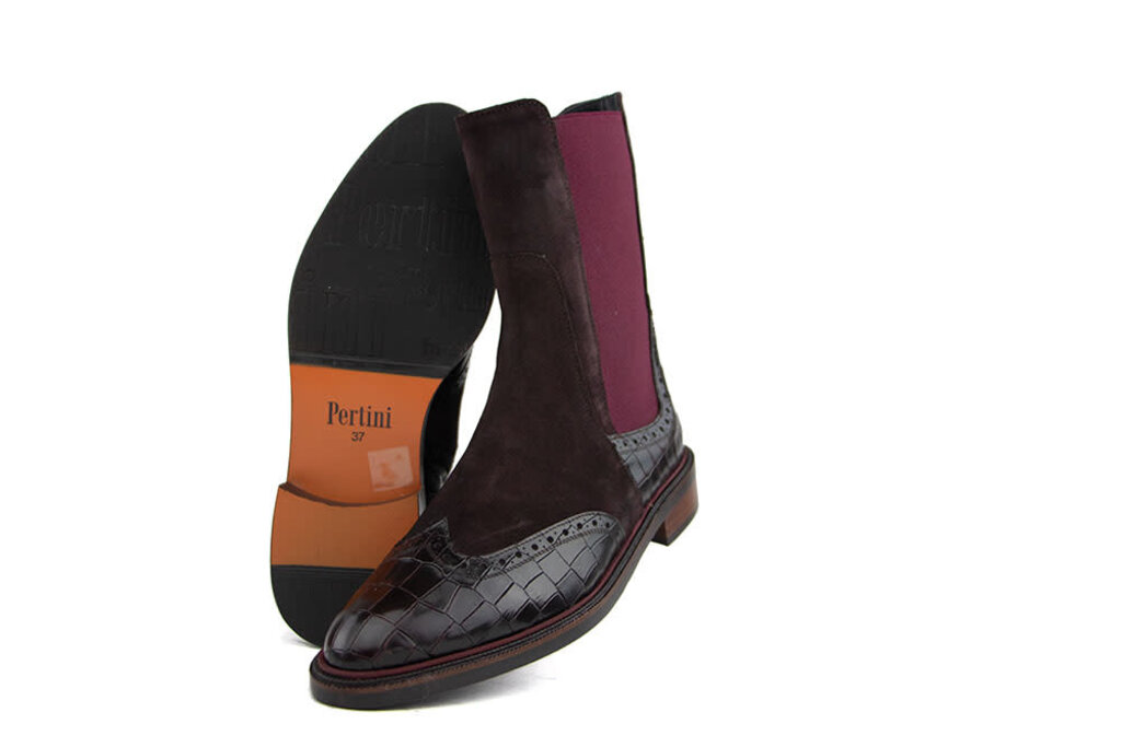 Pertini Pertini Chelsea Boot Gator Burdeos Daino Prugna