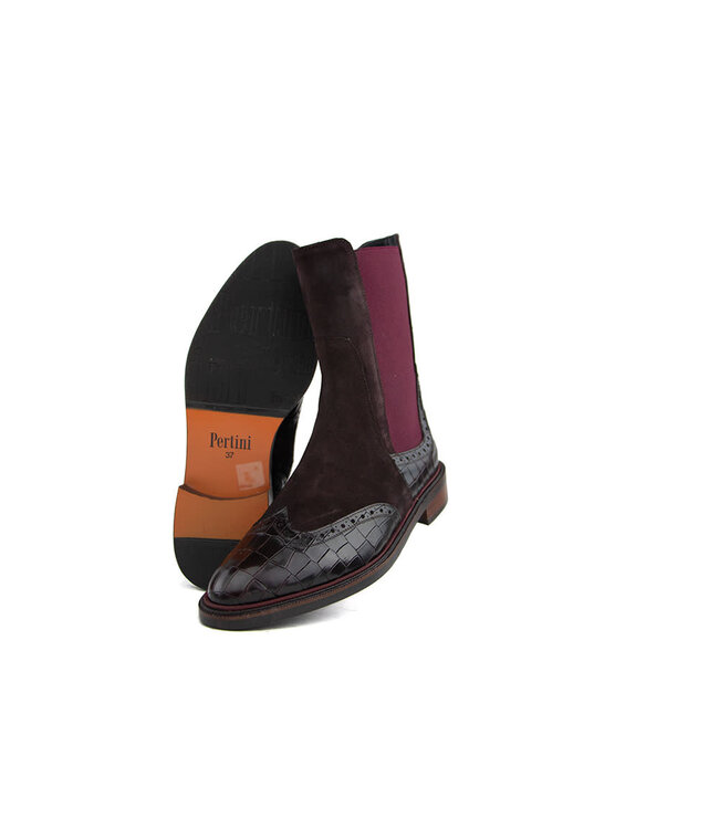 Pertini Chelsea Boot Gator Burdeos Daino Prugna