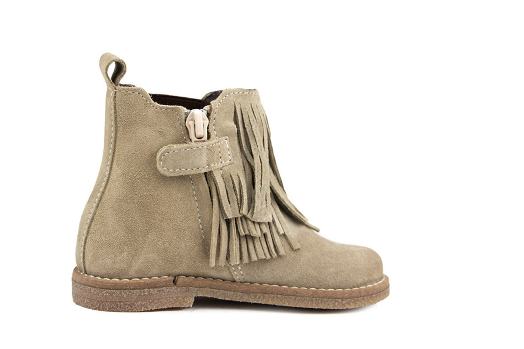 CLIC Clic Enkellaars Franje Taupe Suede
