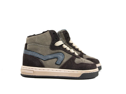 Pinocchio Pinocchio Hoge Sneaker Donkerbruin Combi Pinocchio Pinocchio Hoge Sneaker Donkerbruin Combi