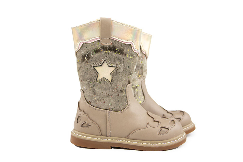 Shoesme Shoesme Crepe Laars Taupe Silver