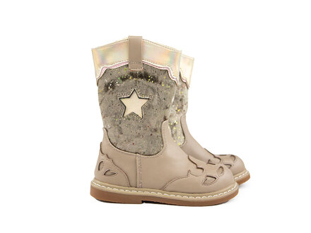 Shoesme Shoesme Crepe Laars Taupe Silver Shoesme Shoesme Crepe Laars Taupe Silver