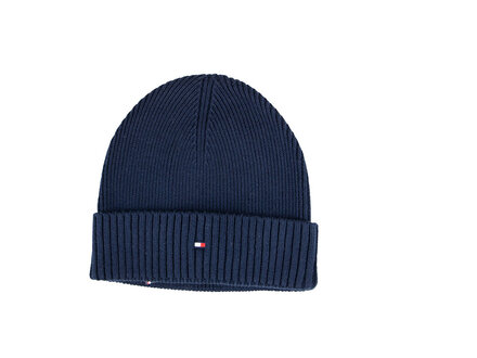 Tommy Hilfiger Tommy Hilfiger Cotton Beanie Space Blue Tommy Hilfiger Tommy Hilfiger Cotton Beanie Space Blue