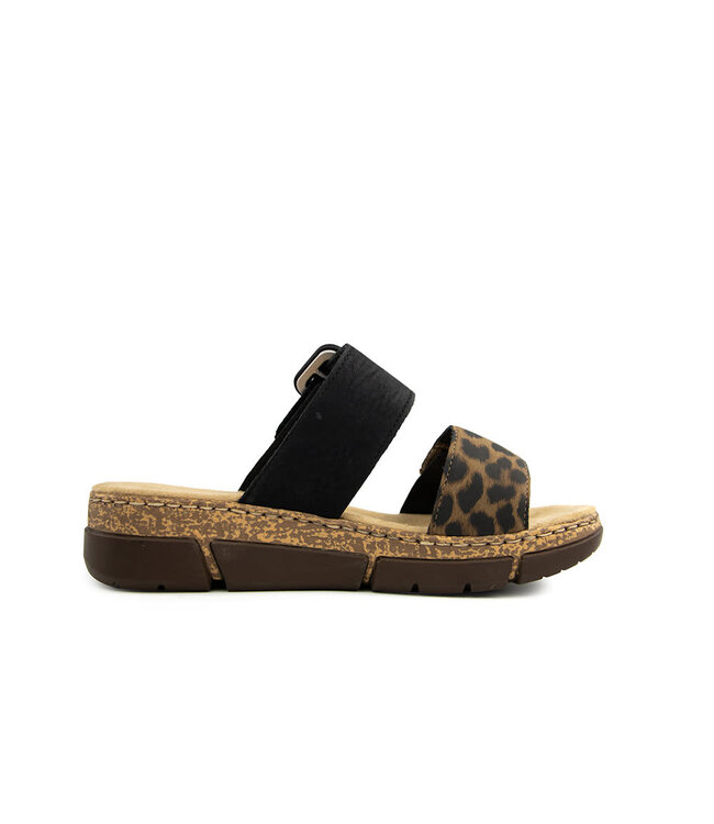 Rieker Slipper Braun Schwarz Leo