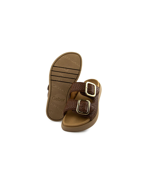 Gabor Slipper Cognac Vlecht Lammnappa