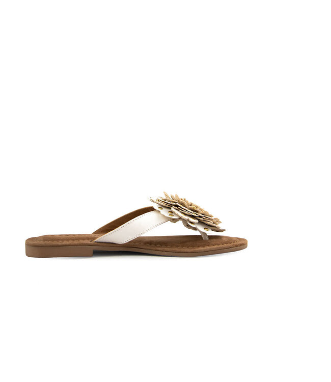 Lazamani Skira Flower Slippers Studs White