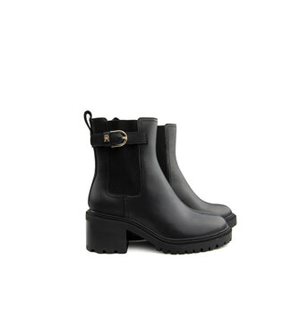 Tommy Hilfiger Tommy Hilfiger Block Heel Buckled Chelsea Black