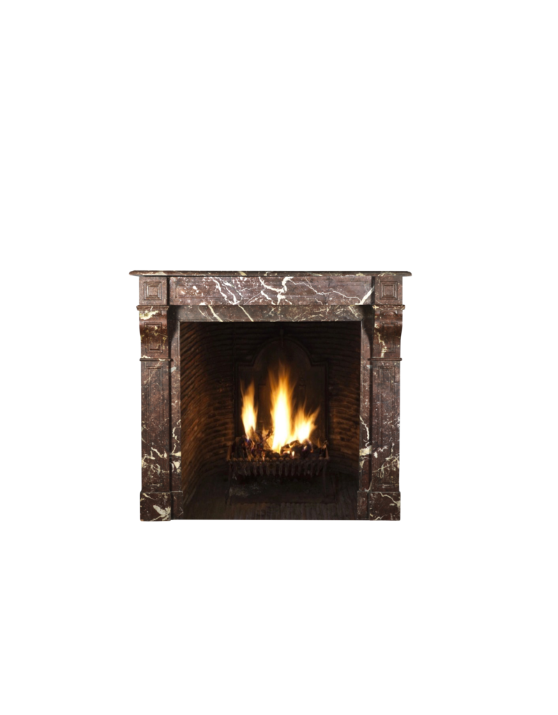 Maison Leon Van den Bogaert Small Belgian Antique Fireplace Surround In Brown Marble